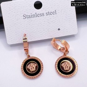 Сережки мед.сталь24К 10445 ( 3.2 см.)